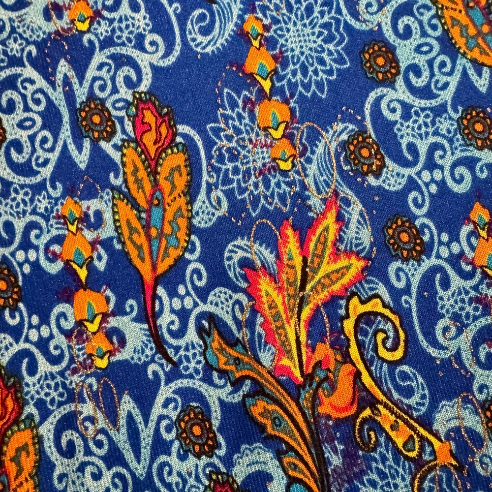 New! CALESSA Vibrant Blue and Orange Floral Blouse - Picture 15 of 15